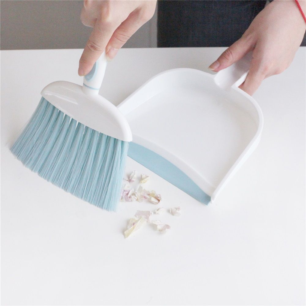 2pcs Mini Broom and Dustpan Set-Mini Set for Desk, Housekeeping, Office, Kitchen, Pet Nest, etc.,Daily Cleaning Necessity Plastic Mini Dustpan Set (Glacier Blue)