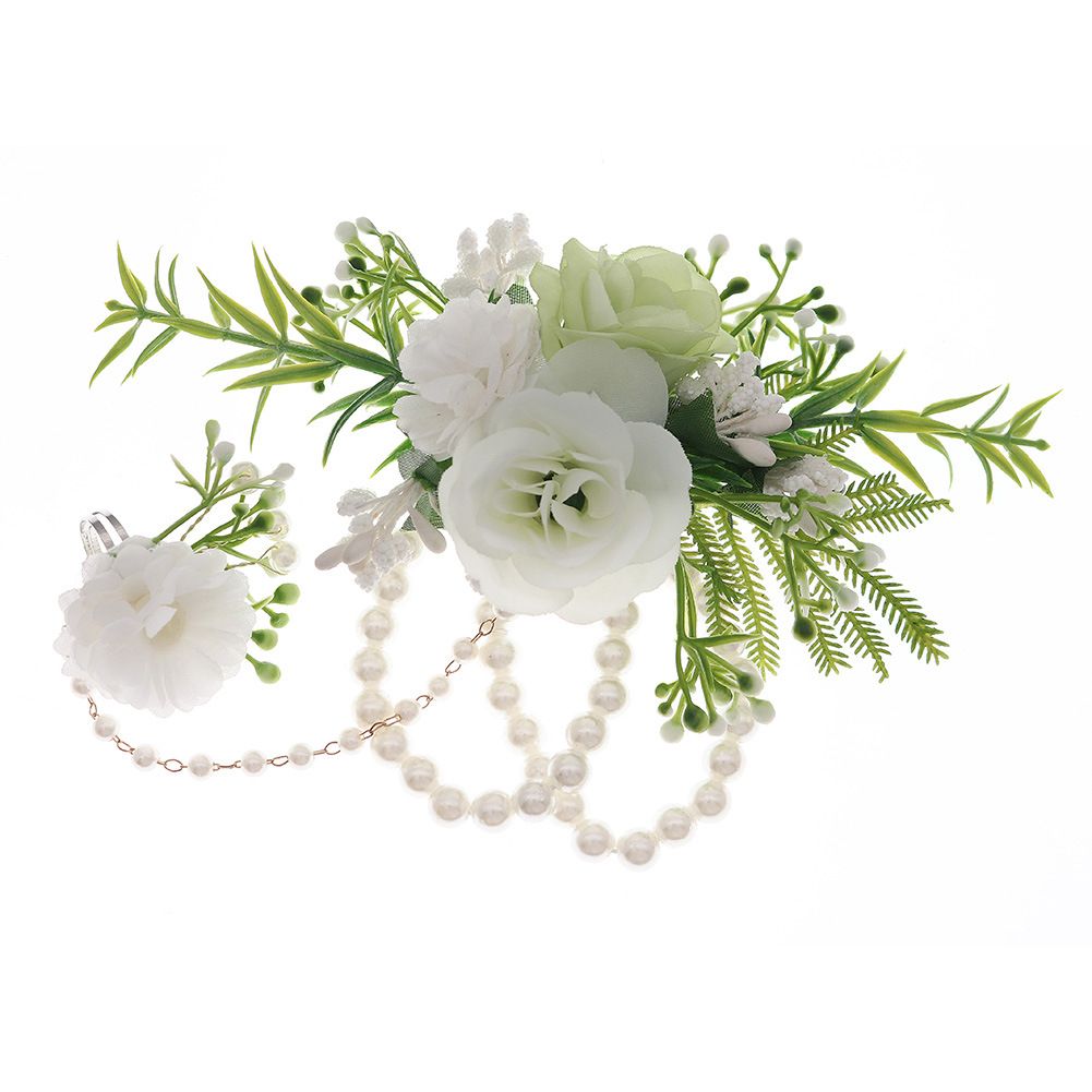 Flower Bust Bracelet - Ball Wedding Handmade Pearl White Women's Party Ball Handmade Flower（white）