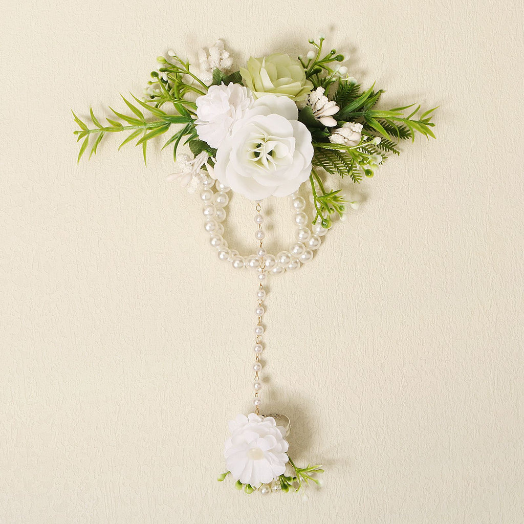 Flower Bust Bracelet - Ball Wedding Handmade Pearl White Women's Party Ball Handmade Flower（white）