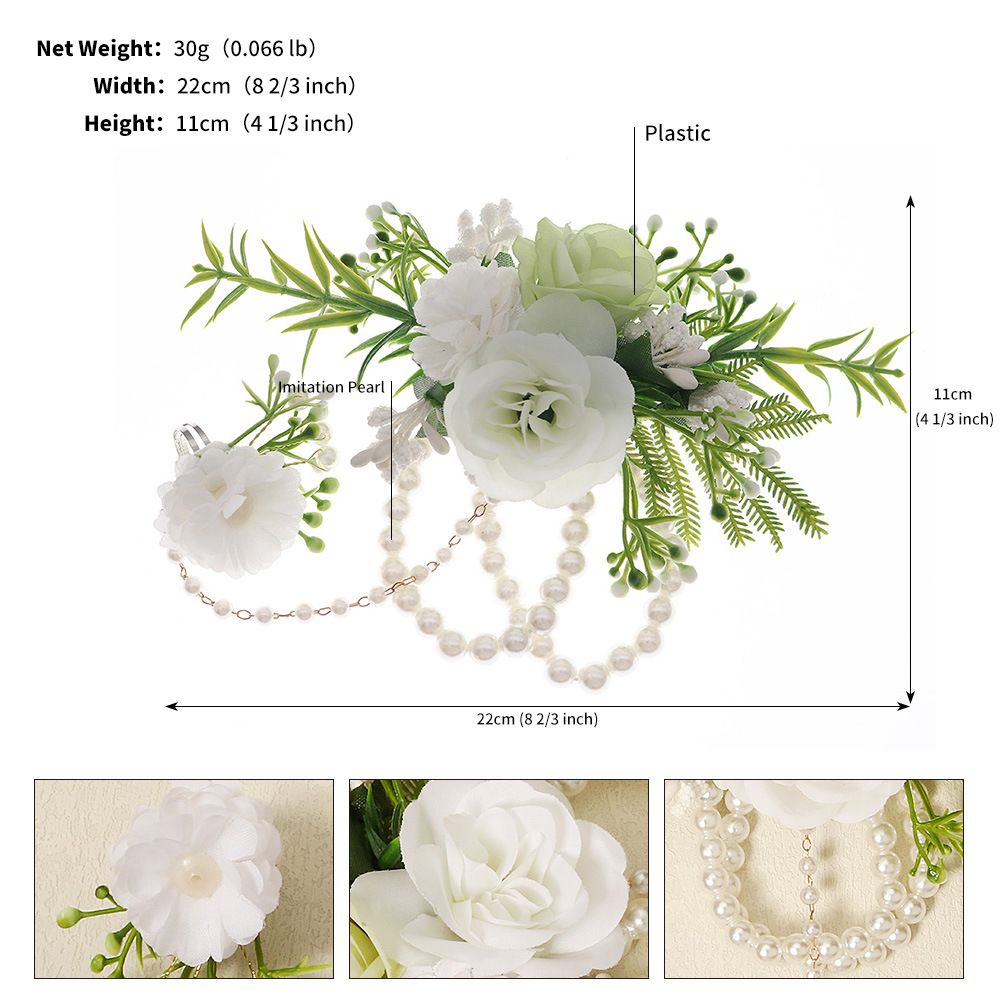 Flower Bust Bracelet - Ball Wedding Handmade Pearl White Women's Party Ball Handmade Flower（white）