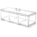 3-Compartment Clear Acrylic Rectangular Stackable Organizer with Lid, Multi-Sectional Drawer Tray, Storage Solution for Makeup, Craft Supplies, for Bathroom, Kitchen, Office (1, Clear)