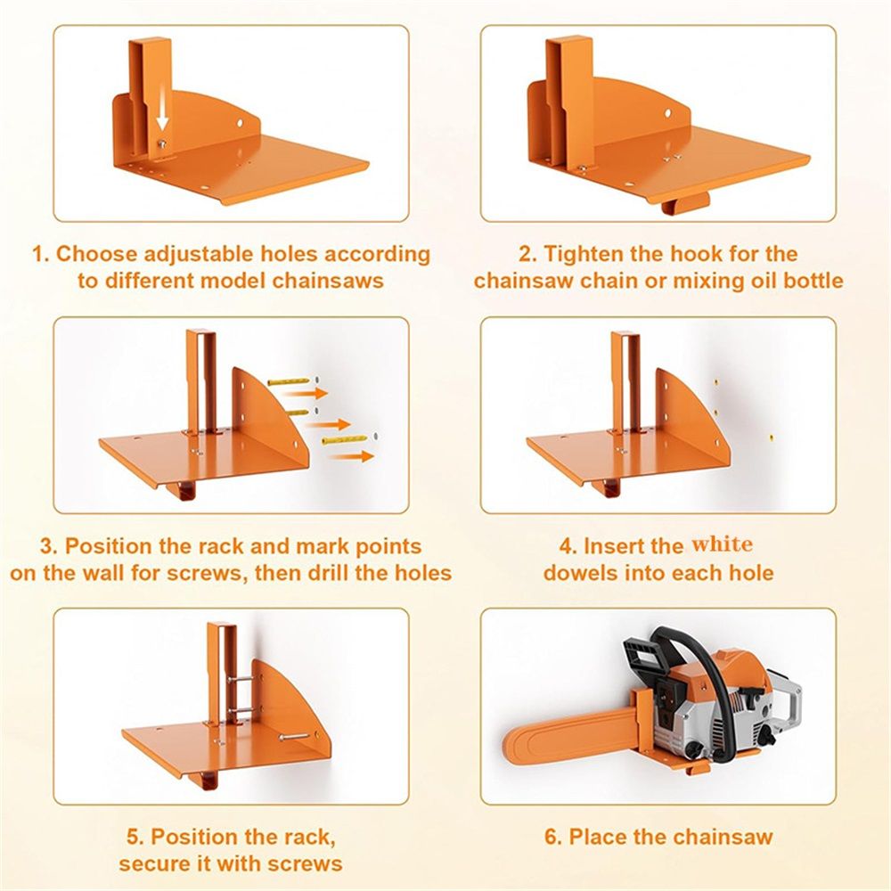Chainsaw Holder, Chainsaw Wall Mount ,Heavy Duty Chainsaw Rack Garage Storage Holder Chain Saw Display, Orange
