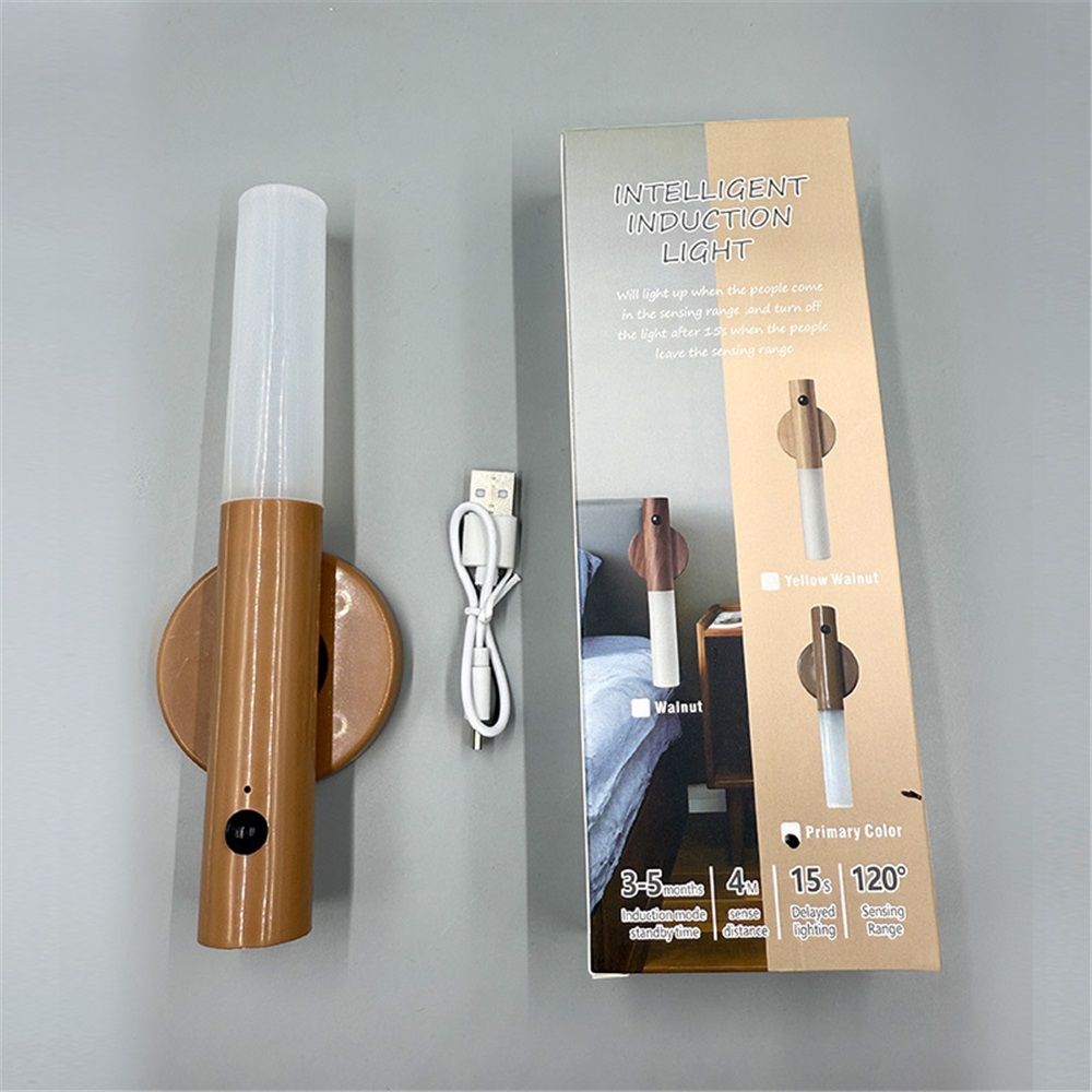Operated Wall Sconces, Motion Sensor Night Light Magnetic Wall Light Rechargeable Wall Sconce, Peel and Stick Sconce Lights for Bedside Stair Hallway（Brown+tricolor dimming/human body sensing）