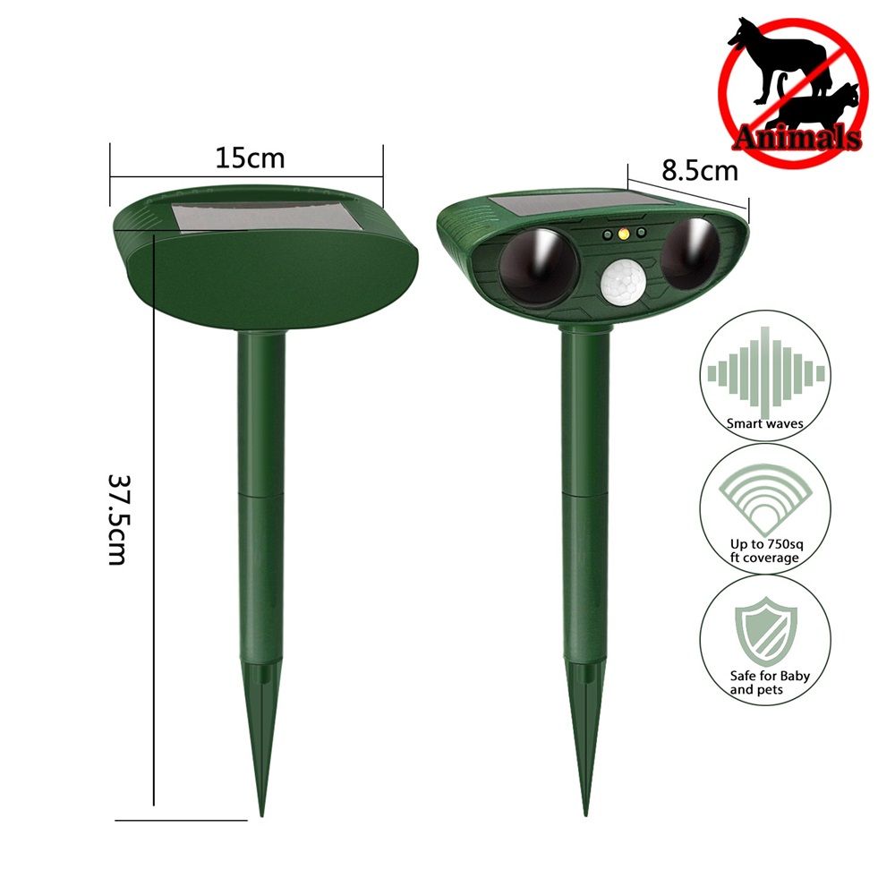 Outdoor Solar Powered - Motion Activated Animal Repeller Ultrasonic, Humane Pest Control for Gardens, Yards to Repel Deer,Raccoons,Squirrels,Skunks,Birds,Rabbits