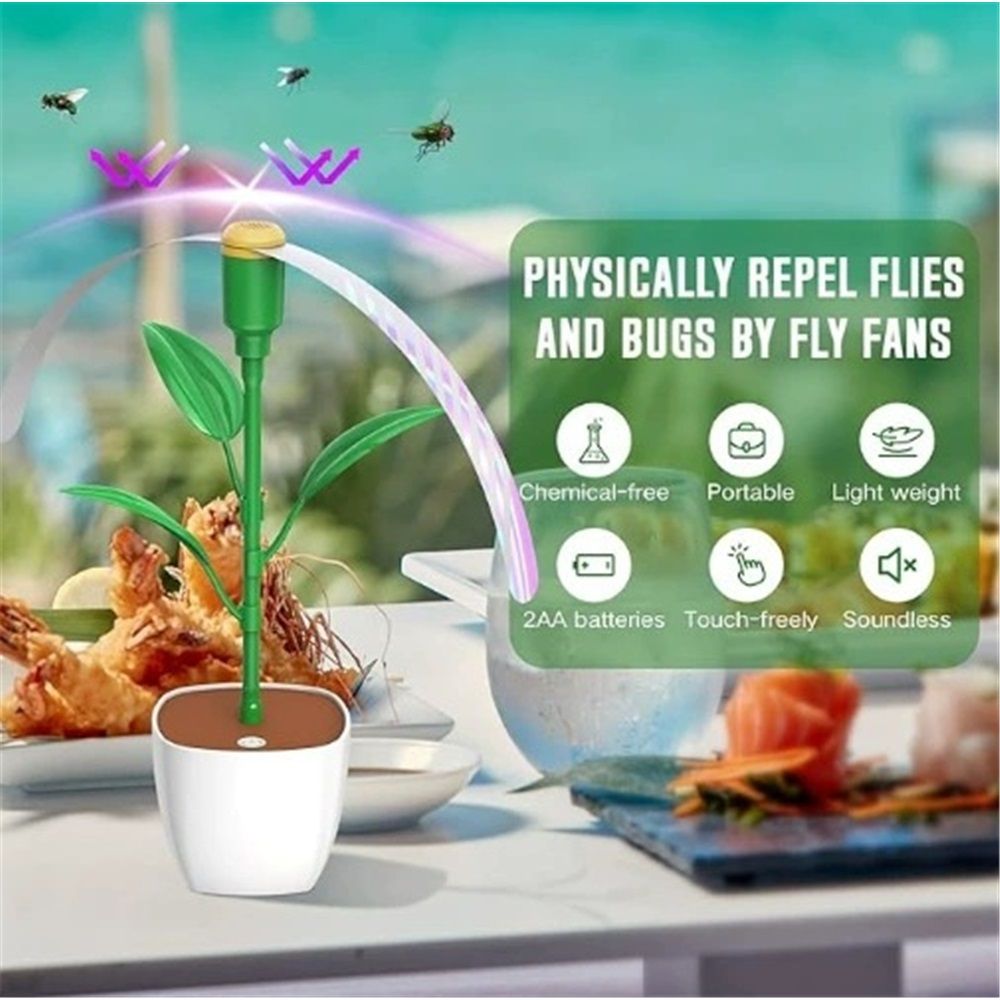 2 PCS Fly Fans for Tables, Fly Repellent Fan to Keep Flies Away, Retratavle Food Fans for Camping, Picnic, Outdoor or Indoor Meals（Battery not included）