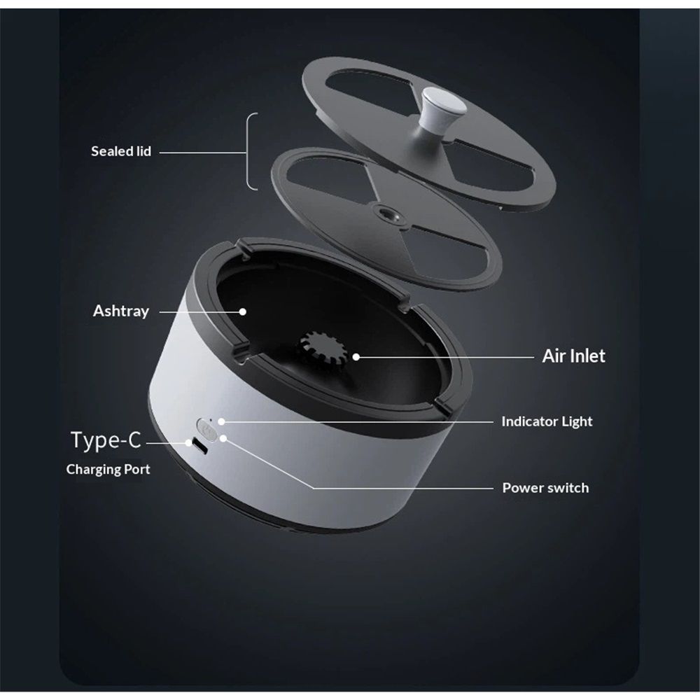 2 pack 2-in-1 Air Purifier Multifunctional Ashtray Air Purifier with Filter, Multifunctional Ashtray for Indoor & Outdoor Cigarettes, Home Car Office