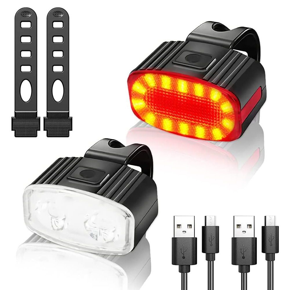 Bike Light Set Rechargeable Headlight Taillight Waterproof Road Mountain
