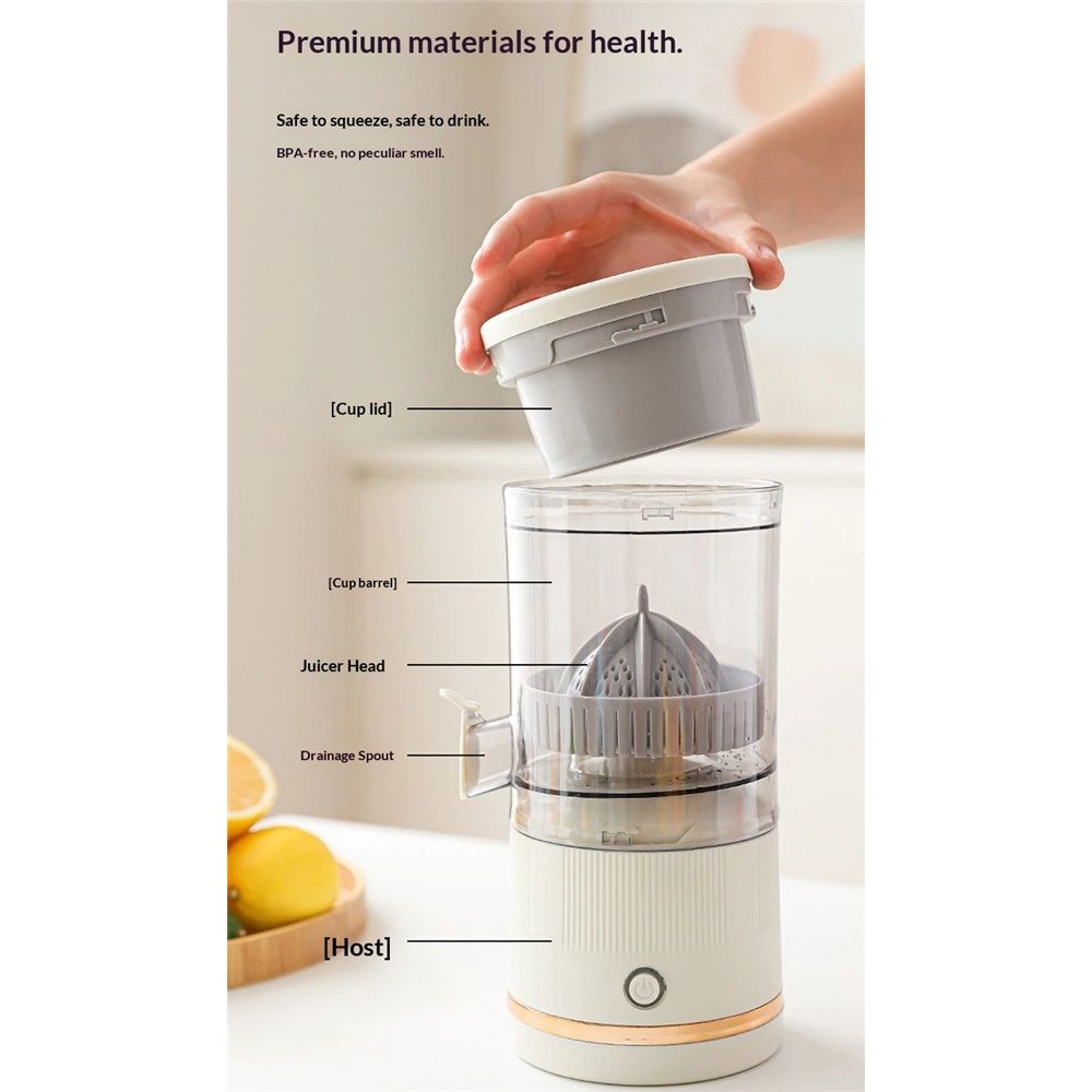 One-Touch Travel Juice Maker - USB Rechargeable Cordless Citrus Juicer for Home, Office, Camping & Travel（Only juicer）