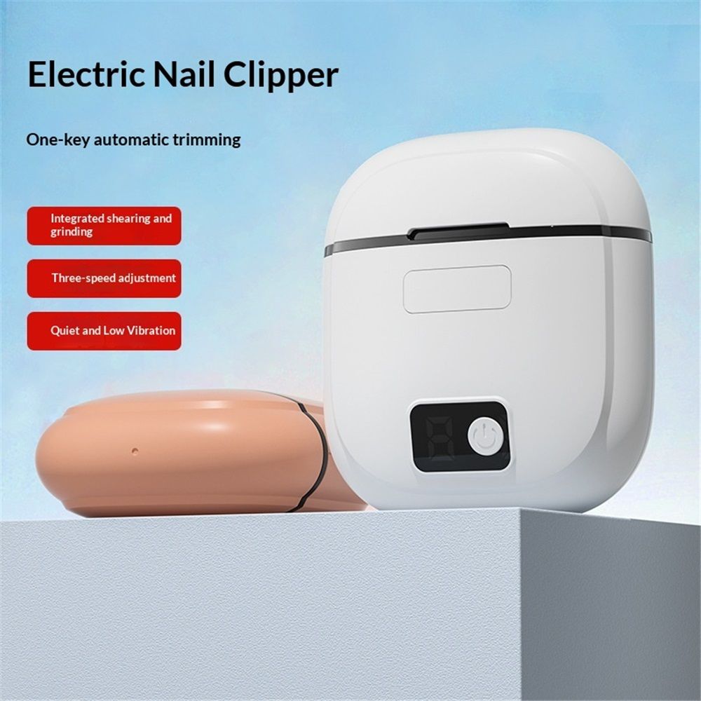 Electric Polishing Automatic Nail Clippers, New Automatic Electric Nail Clipper with Polishing, Upgrade USB Electric Nail Clippers Trimmer Nail Scraps Storage Trimmer (White)