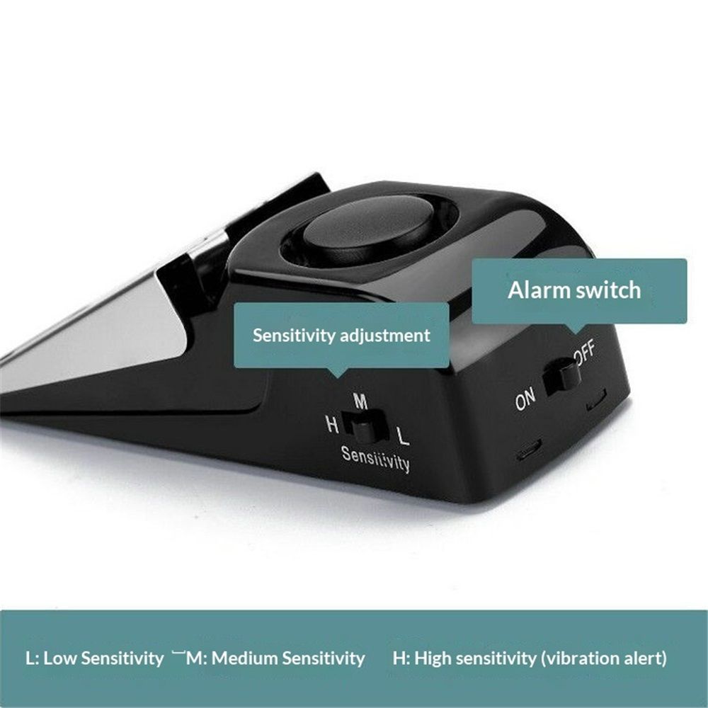 Pack of 3 Door Stop Alarm, with 120DB Siren Door Stop for Traveling, Apartment, Hotel and Home (Black)