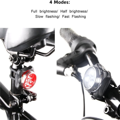 2 pack USB Rechargeable Bike Light Set, Super Bright, Bike Lights Front and Back, Waterproof, 4 Light Modes
