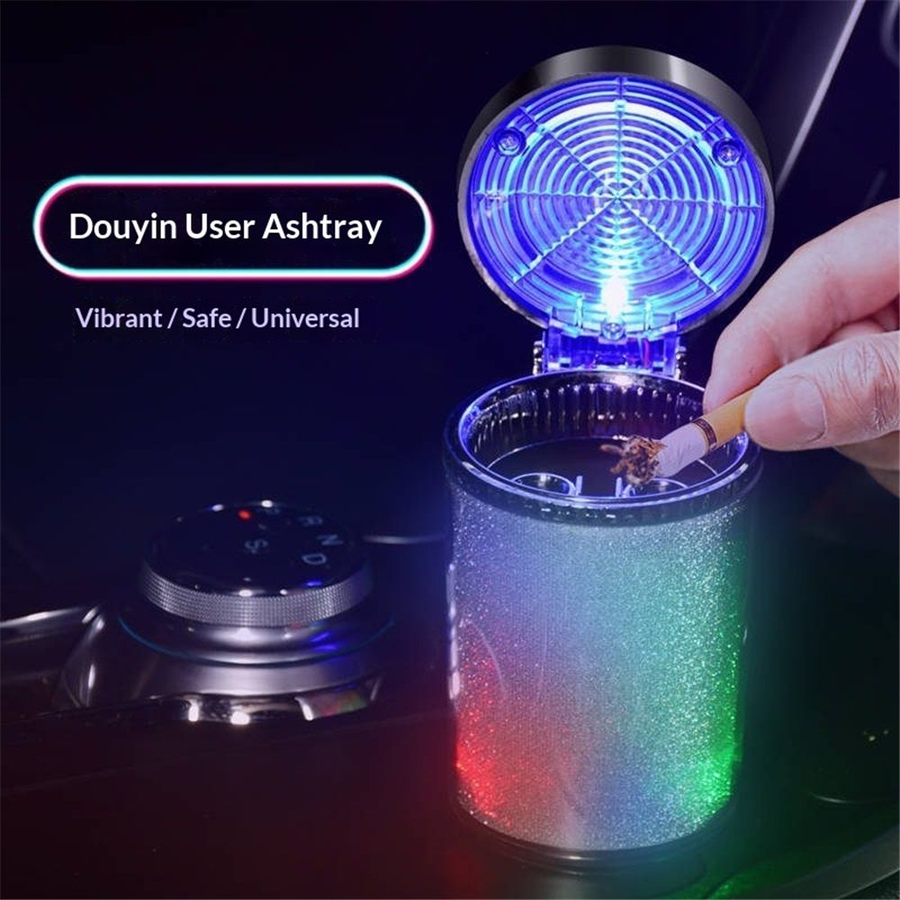 2x Car Ashtray Portable Smoke Cup Holder LED Light Truck Office Auto