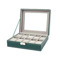 Watch Box, 10 Slot Mens Watch Case, Watch Storage Holder Organizer, Watch Display Case with Glass Lid, Anniversary Birthday Christmas Gifts for Men Women - green(Excluding watches)