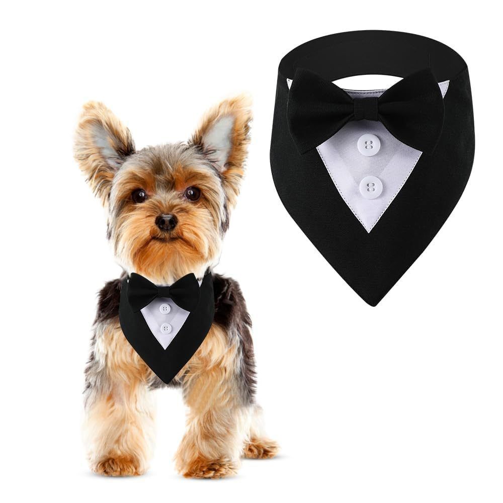 Dog Tuxedo accessories for Small Dogs,Dog Formal Suit Dogs Attire Pet Bow Tie Puppy Party Costumes Cat Tux Outfits Pets Cosplay Adjustable Bowties Wedding Birthday Valentines Black M