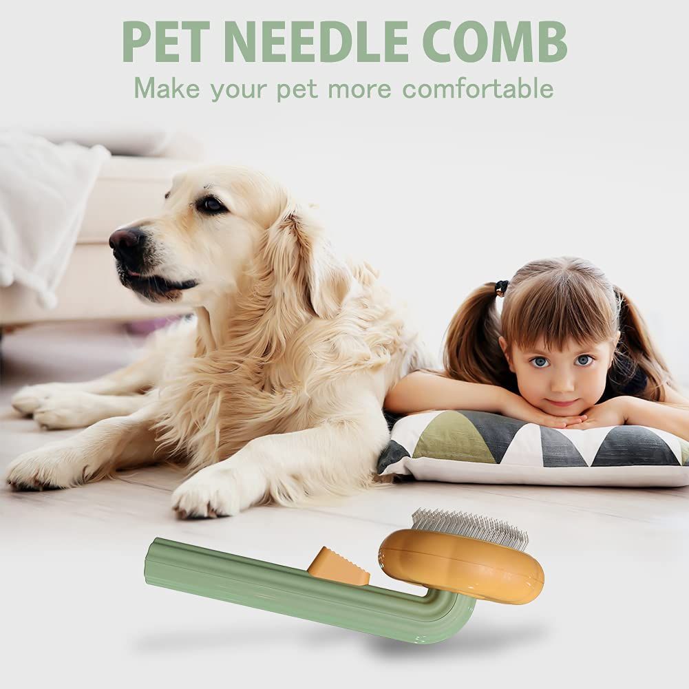 Cat Brush Dog Brush with Release Button for Shedding, Self Cleaning Cat Comb Hair Brush for Indoor Cats, Dog Deshedding Brush Grooming Kit, Pet Supplies Hair Remover Tool