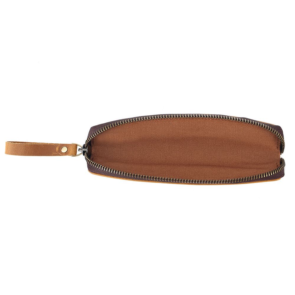 Leather Pen Pouch with Zippered Closure and Tool Holder, Leather Pencil Case for Office, Work, and Travel, Compact Pen Organizer for Writing Tools, Premium Handmade Stationery Pouch