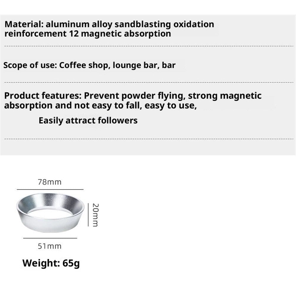 Aluminum alloy Espresso Dosing Funnel Compatible with 51mm | Silver, Lightweight Aluminum alloy Espresso Dosing Funnel