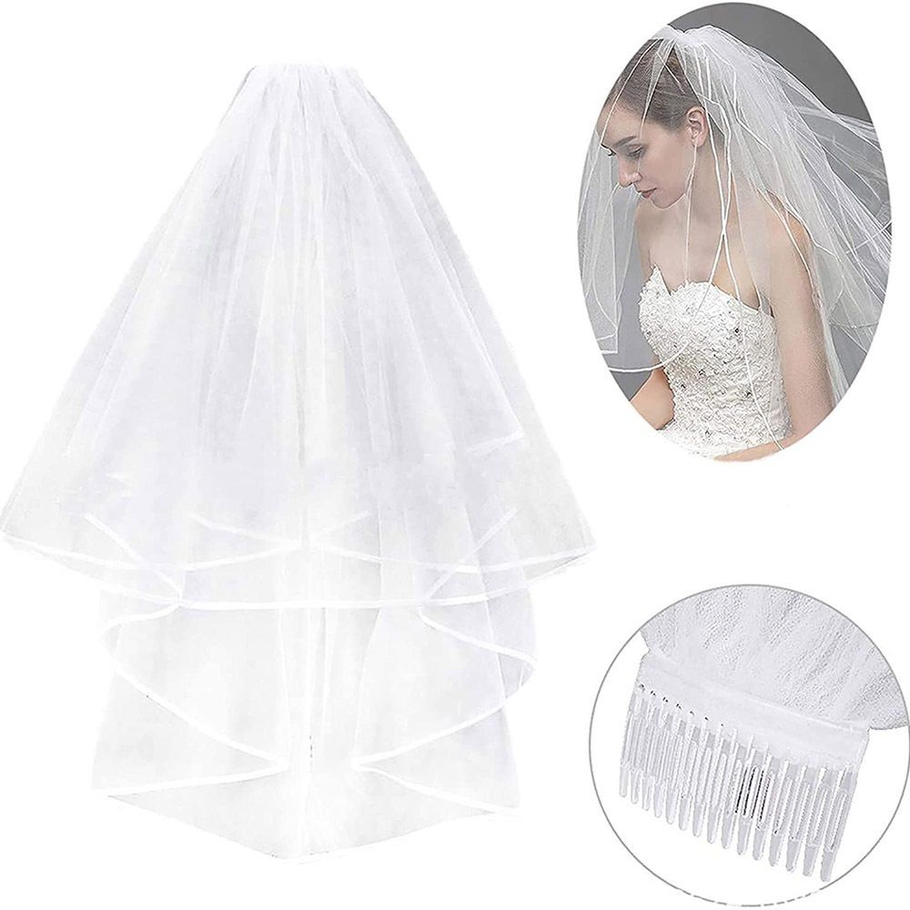 2 pack Wedding Veil,Bridal Veil,Veils for Women Wedding, White Bridal Veils with Comb,Tulle Veils for Brides