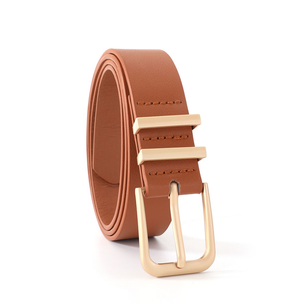 2 pack Women's Leather Belt for Jeans Pants Dresses Fashion Ladies Belt Square Gold Buckle Waist Belt for Women