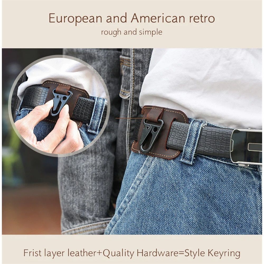 Belt Key Holder, Vintage Keychain Organizer, Accessories, Classic Travel & Commuter Essentials, Full Grain Leather, Handmade
