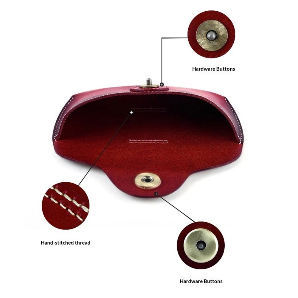 Unisex Semi Hard Genuine Leather Eyeglass Case With Belt Loop for Prescription Eyeglasses & Standard Sized Sunglasses（Excluding eyes）