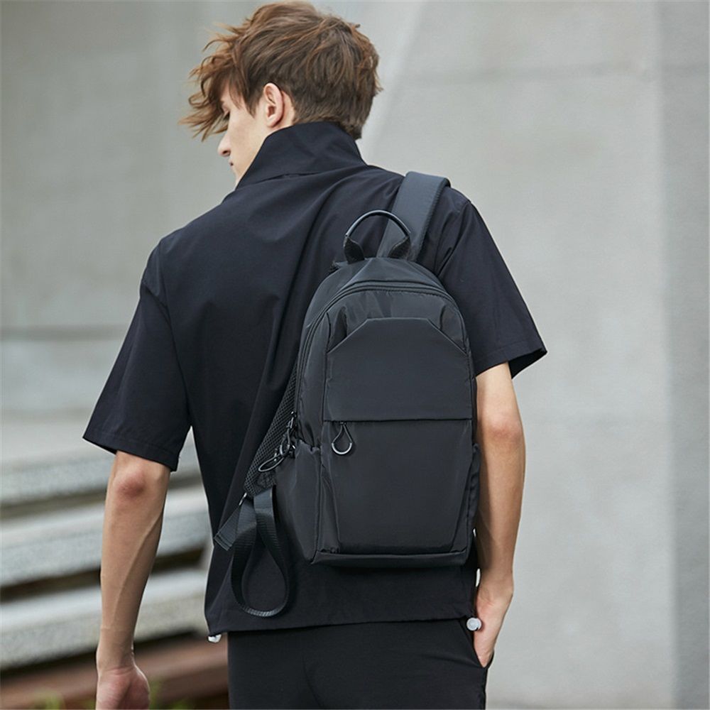 Black Convertible Sling Crossbody Backpack Shoulder Bag for Men Women, Waterproof Oxford cloth Chest Bag Strap Back Pack for Hiking Walking Biking Travel Cycling