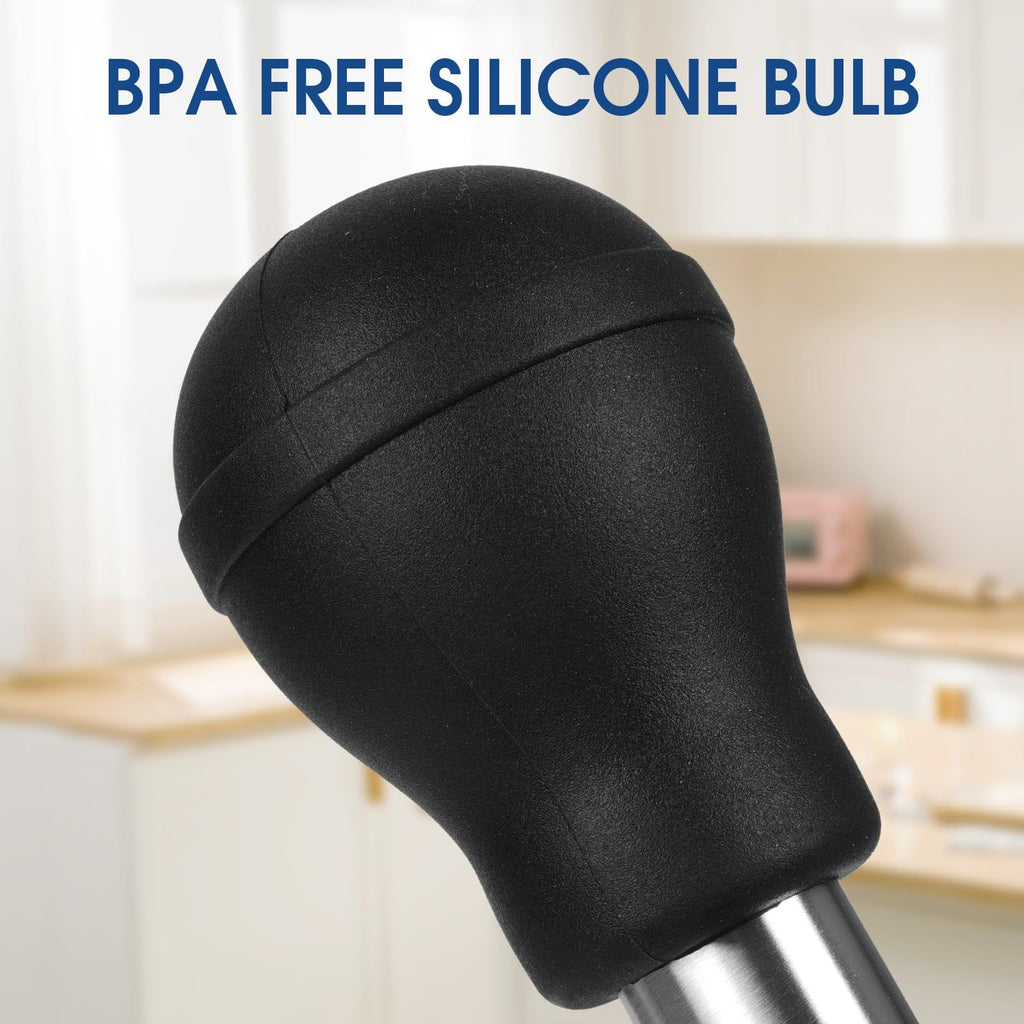 Baster with Silicone Suction Bulb, Stainless Steel Food Grade Turkey Baster for Cooking, Baking, Injecting Marinade ，Black