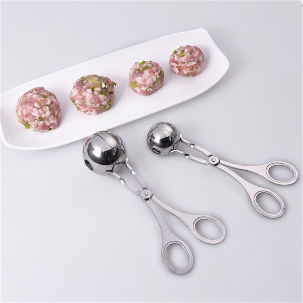 2 pack Meat Maker Tools Dough Meatball Scoop Non Stick Stainless Steel for Rice Meat Cookie Making（1 big and 1 small）