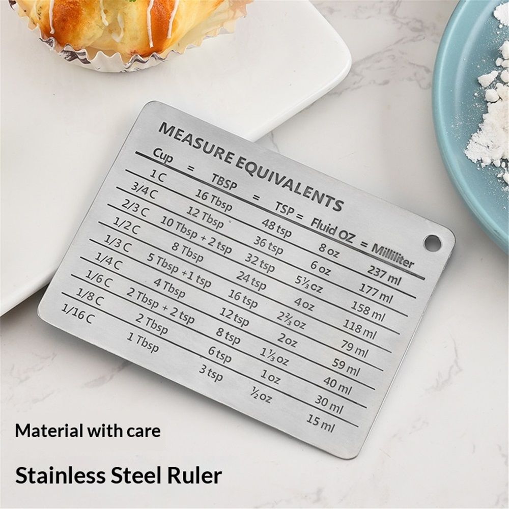 2 pack Magnetic Kitchen Conversion Chart Endurance Stainless Steel Refrigerator Magnet Magnetic Kitchen Measurement Conversion Chart for Cups Tablespoons Teaspoons Fluid Oz Milliliters