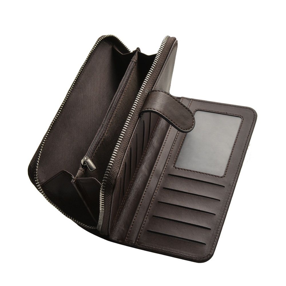 Women Wallet Large PU Leather Wristlet Purse for Women Blocking Zip Around Card Holder Ladies Travel Clutch（dark brown）