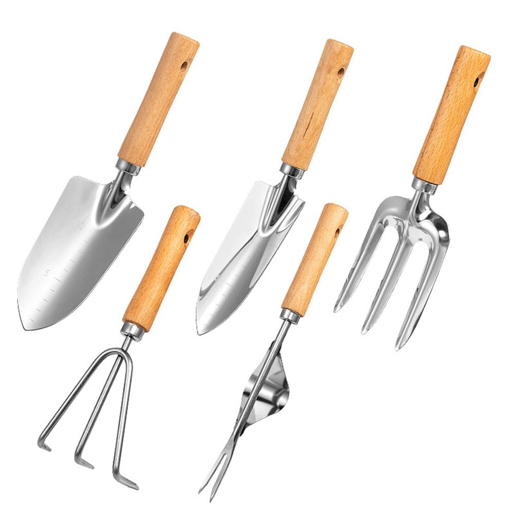 Weed Puller Tool, 5 Piece Stainless Steel Heavy Duty Weeding Tool, Weed Puller, Crack Weeder Tool, Weed Remover Tool with Ergonomic Wooden Handle, Gardening Gifts for Women