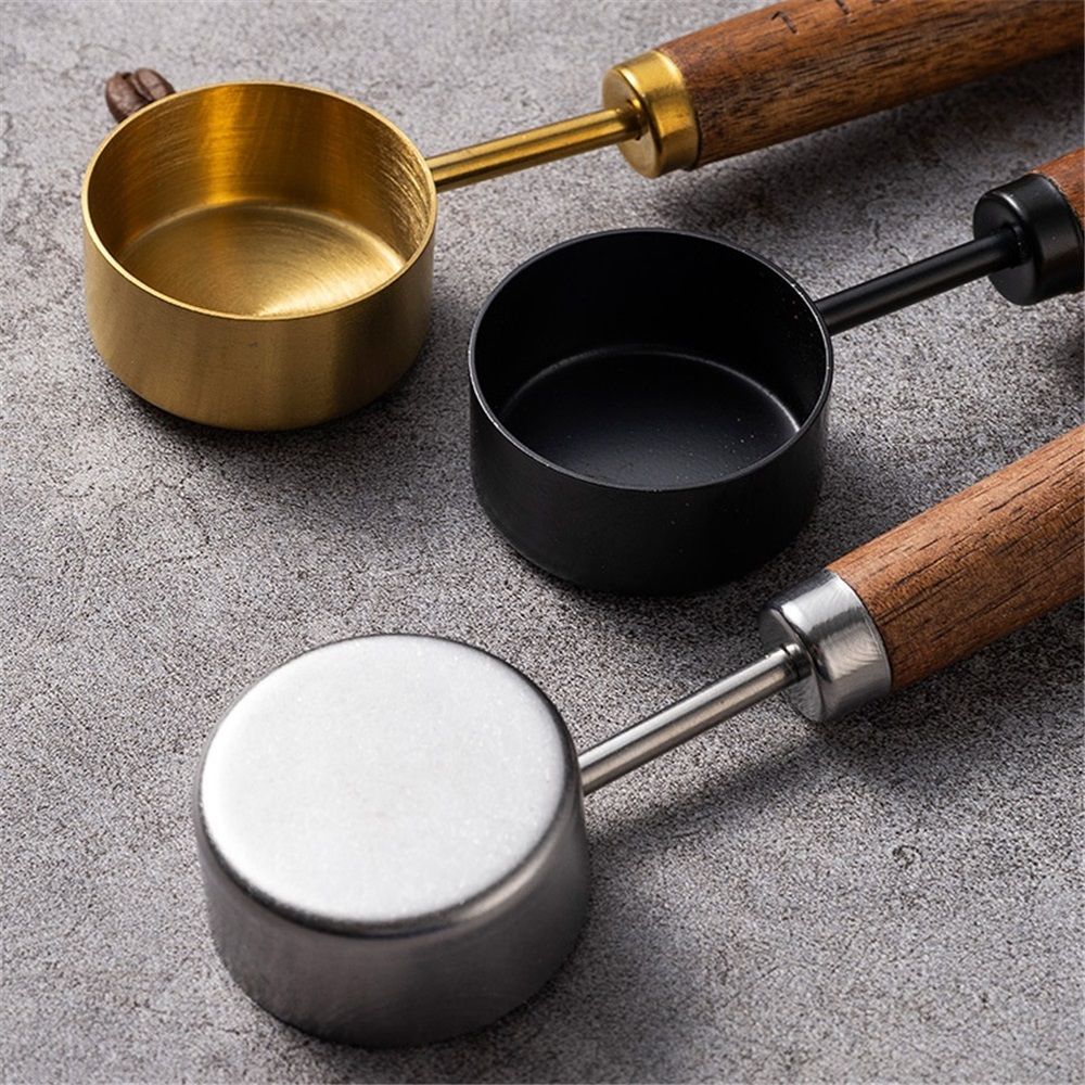 3 pack Stainless Steel & Wood 1 Teaspoon Scoop Coffee Measuring Scoop 1Tablespoon Measuring Spoon Perfect for Coffee, Tea, and More
