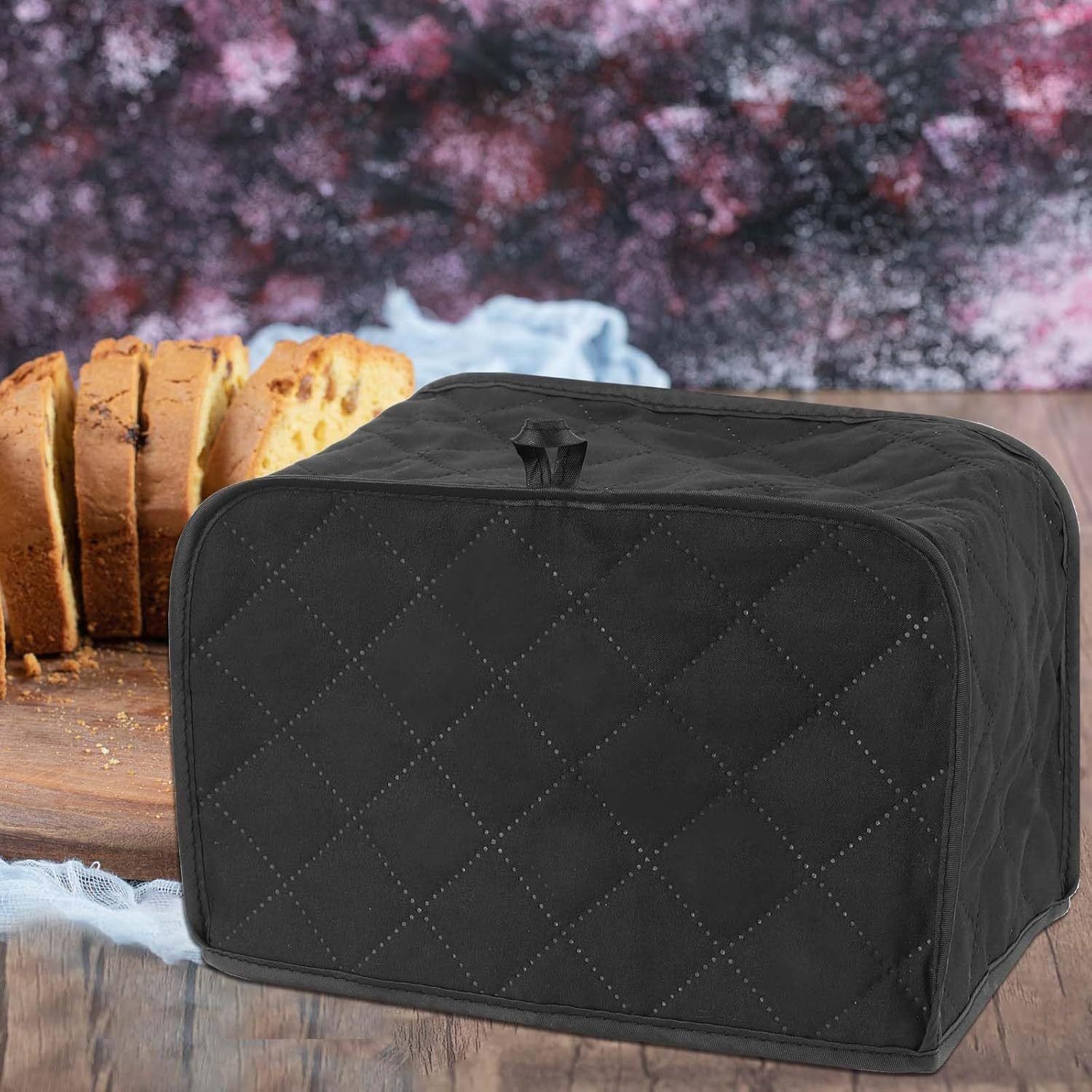 2 pack Black Toaster Cover 2 Slice, Two Slice Bread Machine Covers Quilted Toaster Covers Bread Maker Universal Size Kitchen Appliance Cover Polyester, Dust and Fingerprint Protection（Excluding bread machine）