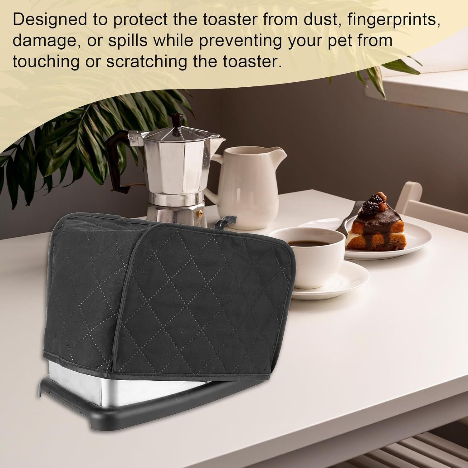 2 pack Black Toaster Cover 2 Slice, Two Slice Bread Machine Covers Quilted Toaster Covers Bread Maker Universal Size Kitchen Appliance Cover Polyester, Dust and Fingerprint Protection（Excluding bread machine）