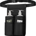 Massage Bottle Bag, Professional Massage Therapist Holster for 2 Bottles, Lotion Oil Waist Holder Organizer with Adjustable Belt, Multiple Pockets (Bag Only) (Black)