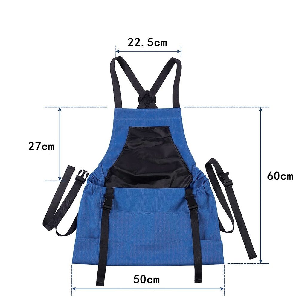 Gardening Apron, Garden Apron with Quick Release Pockets,Water Resistant Oxford with Adjustment Cross Strap,blue