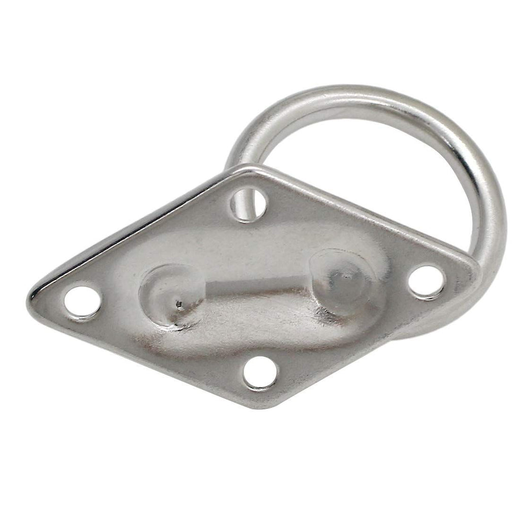 4 Pcs M6 Diamond Pad Eye Plate with Ring Hook, Ceiling Hooks Wall Mount Bracket, Heavy Duty Stainless Steel Anchor Mount for Yoga Swings Hammocks/Boat Rigging/Suspension Training Straps
