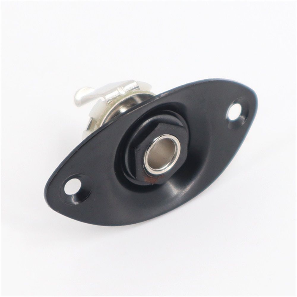 2 pack Oval Output Input Jack Plate Socket with Screws for  Style Electric Guitar Parts Replacement .（black）