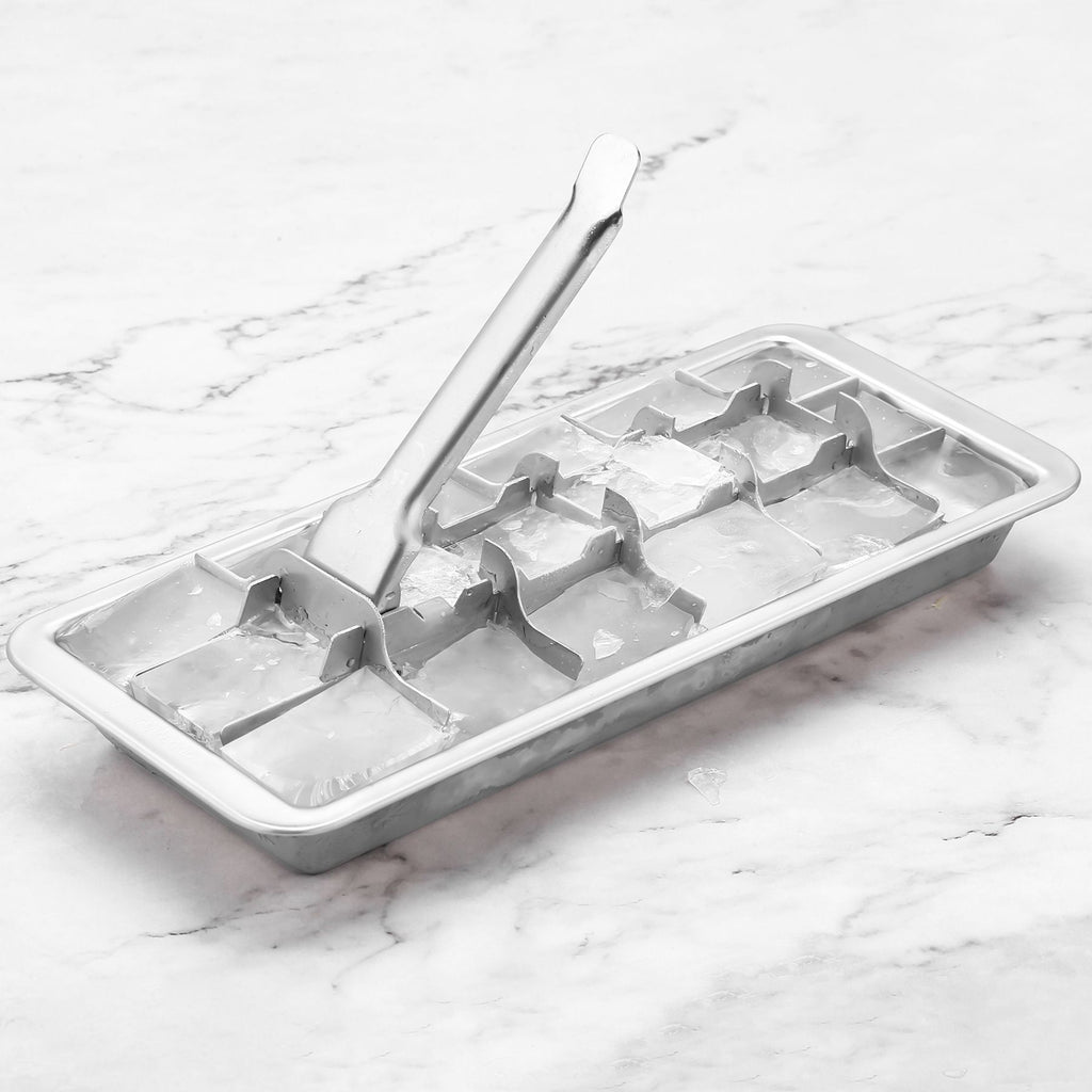 Stainless Steel Ice Cube Tray with 18 Slots, Metal Ice Cube Maker with Removable Trays, Easy Release Handle & Level, Dishwasher Safe for Bars, Kitchens & Frozen Foods