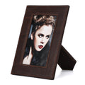 5x7 Retro Picture Frame, Vintage Leather Photo Frame, Hand-Crafted Resin Ornate Frame with Easel, Hook & Mat, for Tabletop & Wall Gallery Table Frames（Only picture frame）