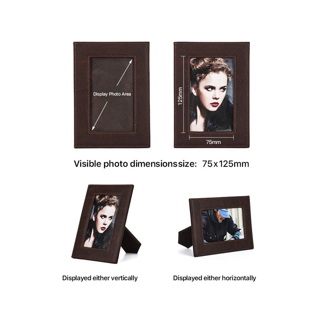 5x7 Retro Picture Frame, Vintage Leather Photo Frame, Hand-Crafted Resin Ornate Frame with Easel, Hook & Mat, for Tabletop & Wall Gallery Table Frames（Only picture frame）