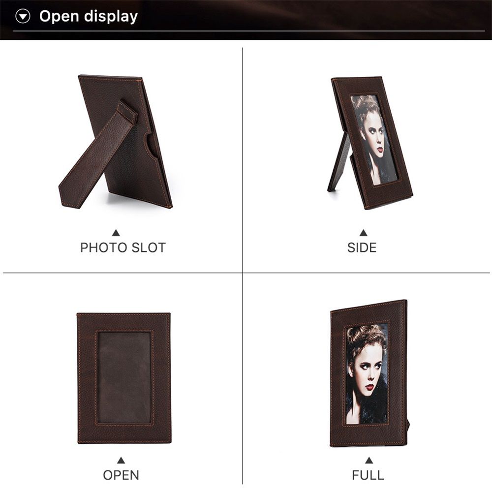 5x7 Retro Picture Frame, Vintage Leather Photo Frame, Hand-Crafted Resin Ornate Frame with Easel, Hook & Mat, for Tabletop & Wall Gallery Table Frames（Only picture frame）