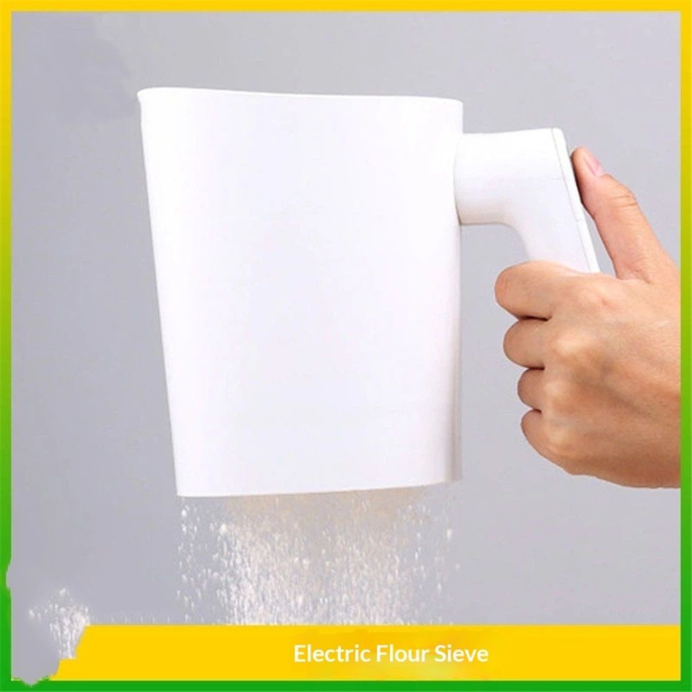 Battery Operated Electric Flour Sifter For Baking, Efficient and Effortless, Friendly to Arthritis Joint Pain, 4 Cup Large Capacity, Safe Fine Stainless Steel Mesh Sieve（Battery not included）