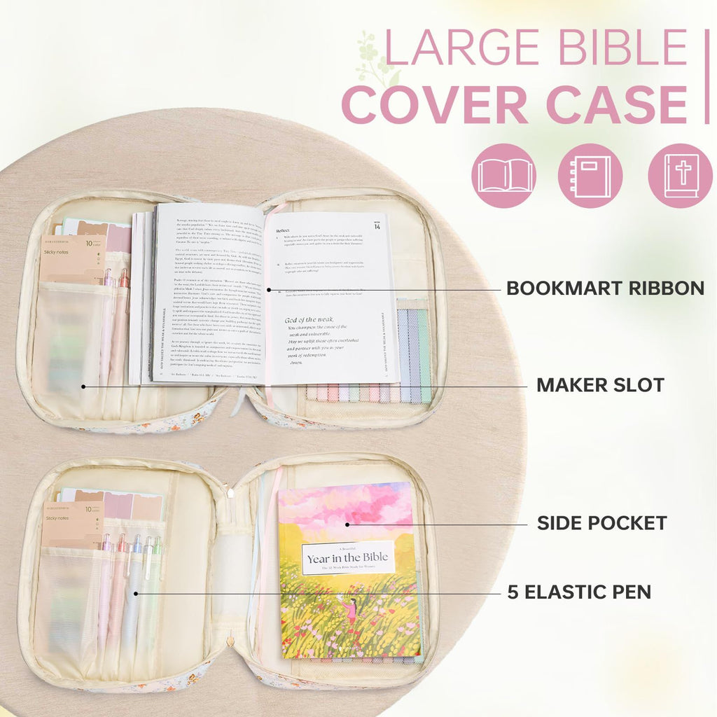 Cover Case for Women Large with Durable Handle Quilted Carrying Case for Girls Study Supplies Accessories (Jungle Flowers, without accessories)
