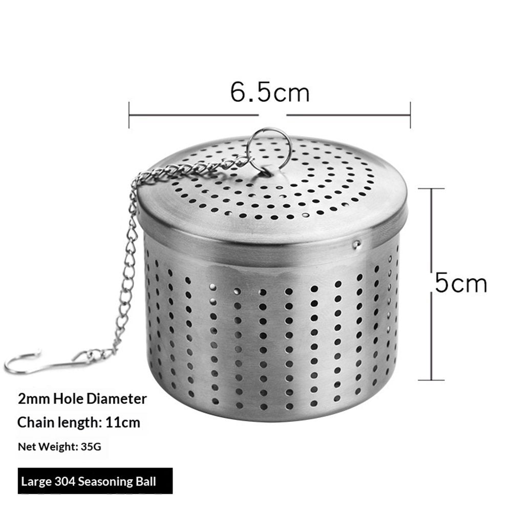 2 pack Large Tea Ball Infuser for Loose Leaf Tea & Spice Ball for Cooking Soup, Stainless Steel, Chain Hook, Extra Fine Mesh Tea Strainer Ball for Herb, Iced Tea