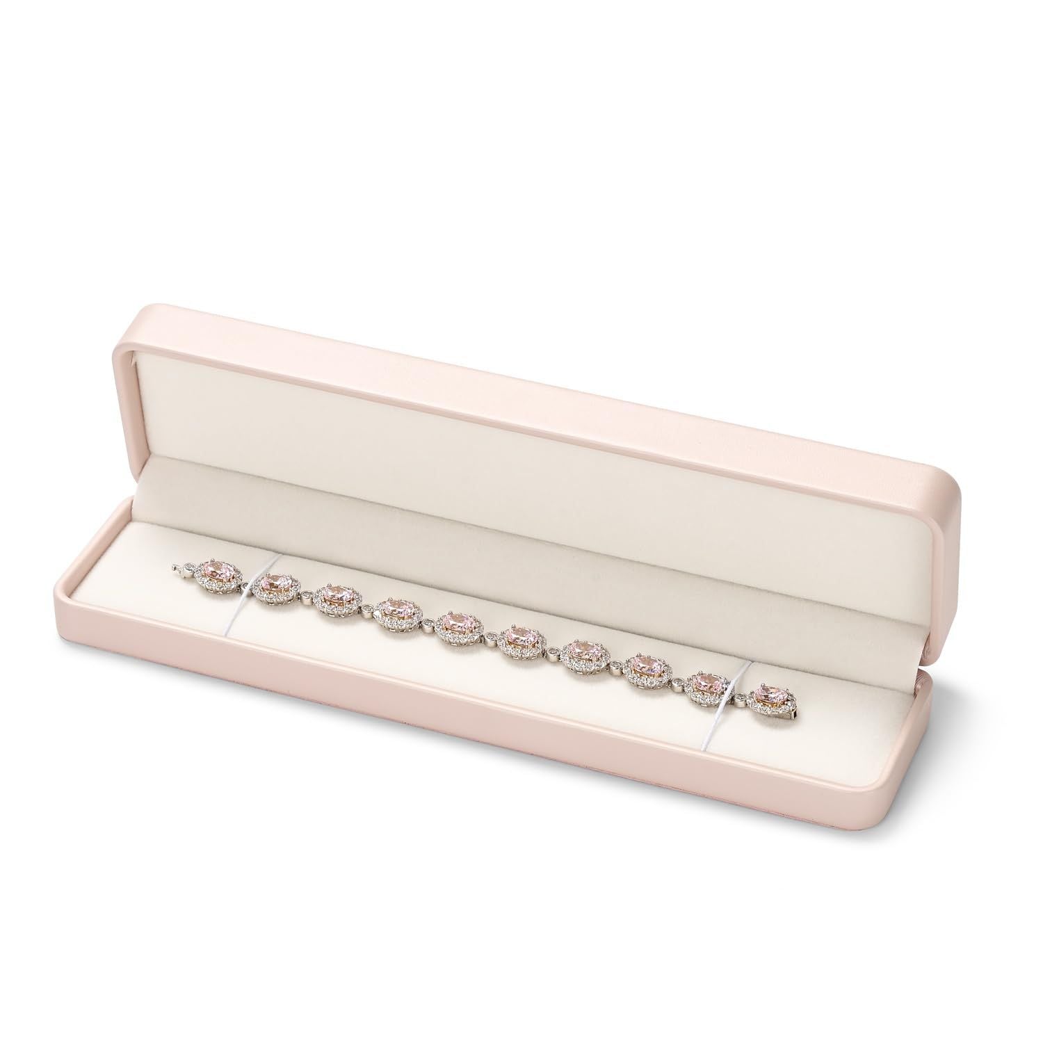 Pink PU Leather Jewelry Gift Box for Necklace Long Chain Jewelry Necklace Long Chain Gift Box, for Wedding, Engagement (only box)