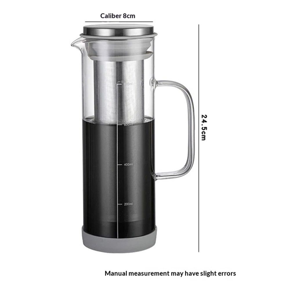 Cold Brew Coffee Maker 2 in 1 Iced Coffee Maker, Glass Pitcher with Lid- 800 milliliters, Stainless Steel Filter and BPA-Free Glass for Iced Coffee, Cold Brew Tea, Juice