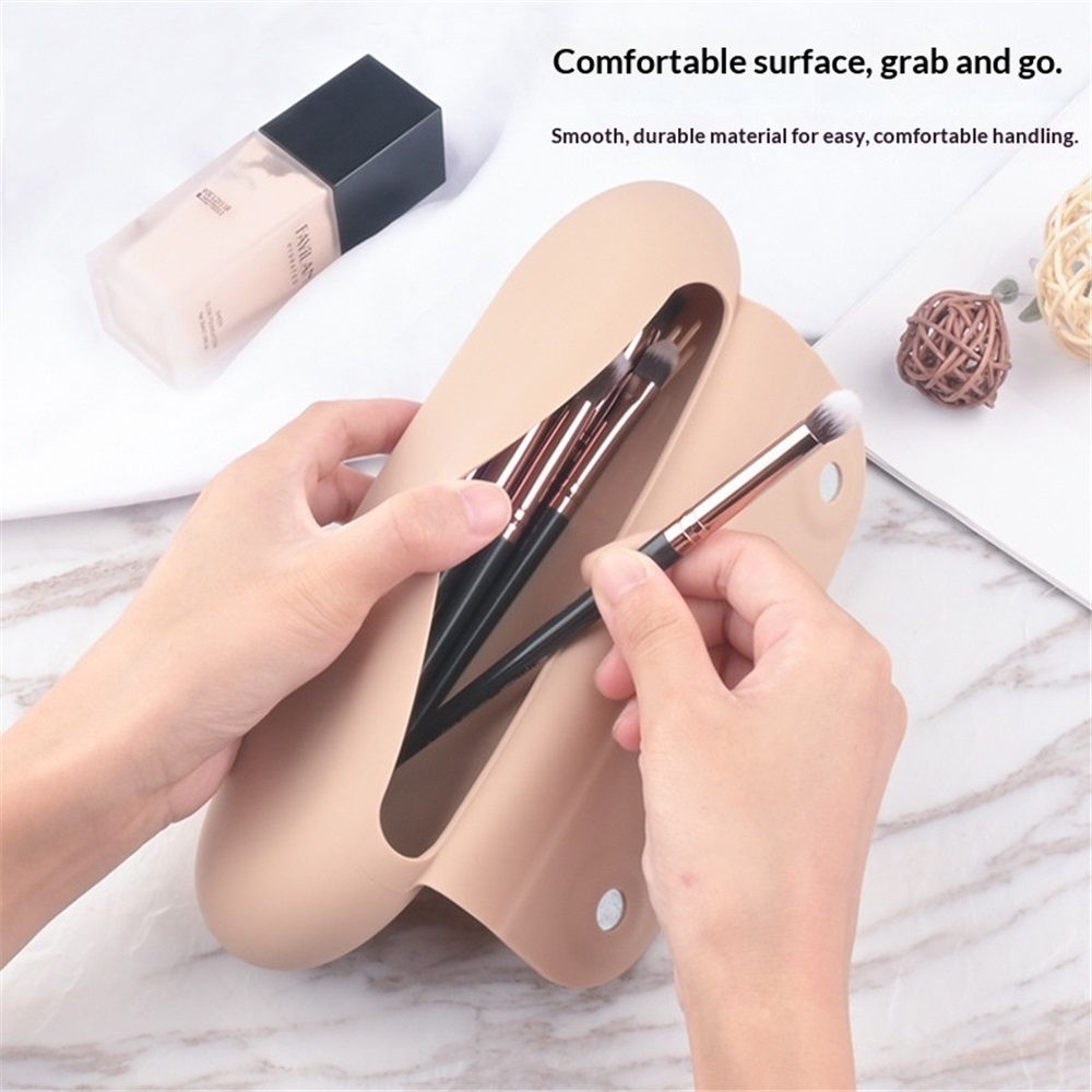 2 pack 2 IN 1 Silicone Makeup Brush Holder with Beauty Make Up Sponge Holder Case：Soft Portable Cosmetic Face Brushes Holder with Upgrade Anti-Fall Out Closure