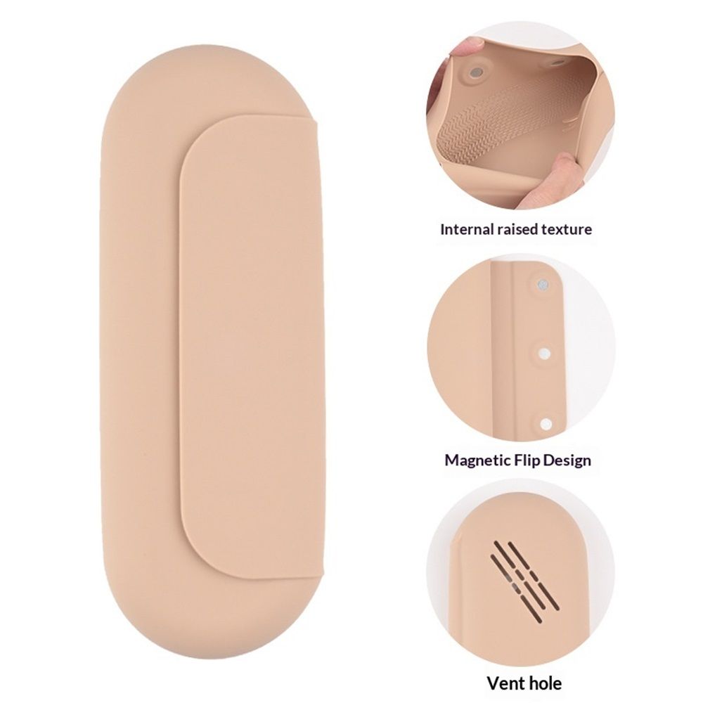 2 pack 2 IN 1 Silicone Makeup Brush Holder with Beauty Make Up Sponge Holder Case：Soft Portable Cosmetic Face Brushes Holder with Upgrade Anti-Fall Out Closure