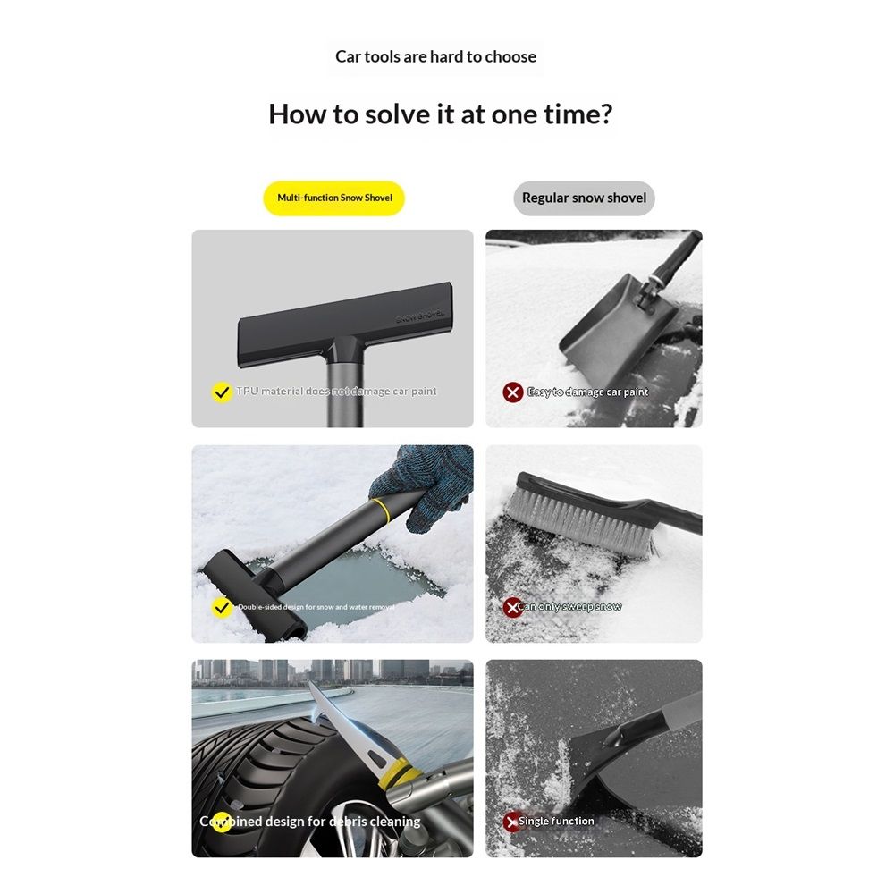 Snow Brush & Ice Scraper for Car Windshield ,Extendable Snow Brush for Car Auto Truck SUV, Ideal for Car Water and Ice Removal (Gray)